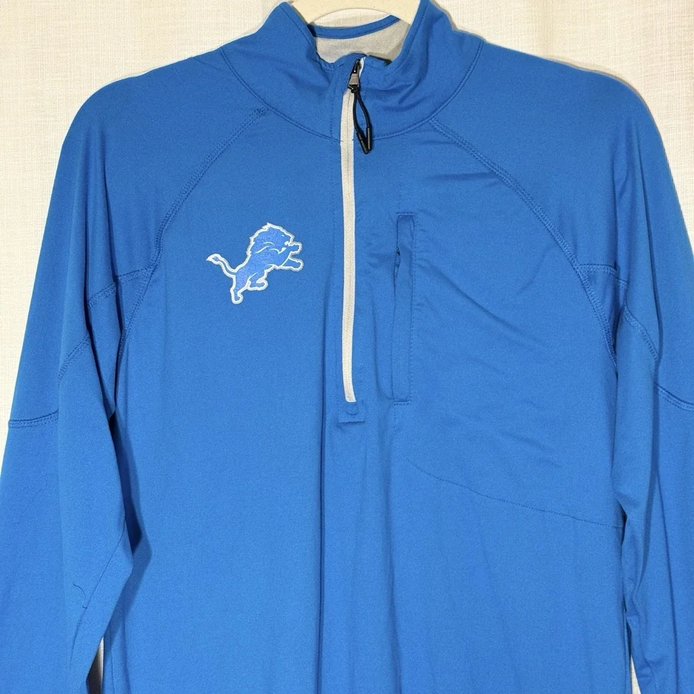 NFL Combine Detroit Lions Mens S Quarter Zip‎ Pullover Blue Stretch Activewear